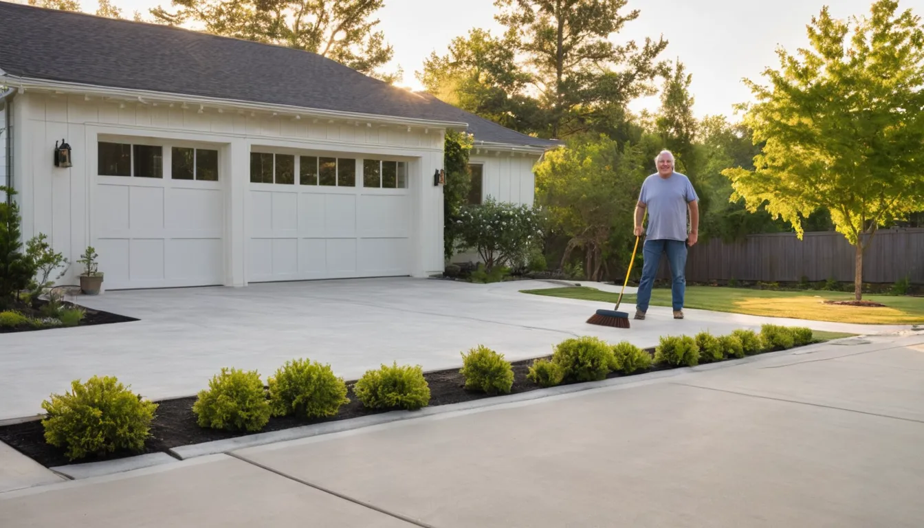 A newly poured concrete driveway leading to a ranch home in St. Louis